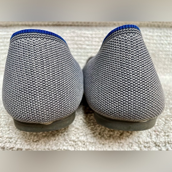 Rothy's Light and Dark Blue Grey Weave Slip On Classic Flat Red Insole Washable - Picture 3 of 9